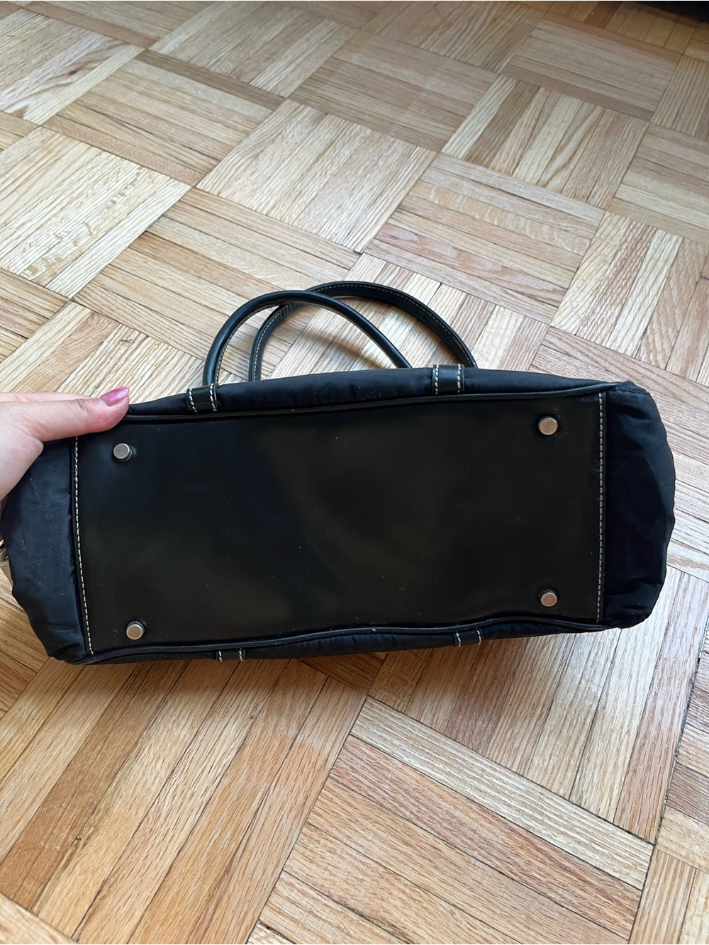 Vintage Prada Black Nylon Leather Handle Shoulder Bag – As Is - Picture 6 of 14